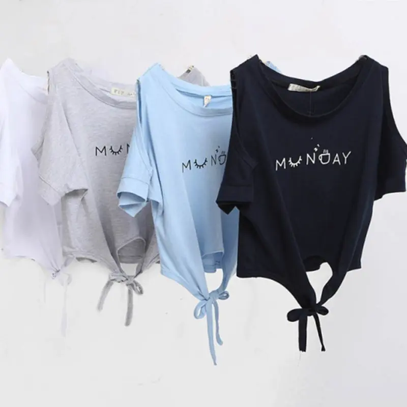Summer Women Letter Print Off Shoulder Crop Top T-shirt Casual Short Sleeve O-neck Loose Tops
Summer Women Letter Print Off Shoulder Crop Top T-shirt Casual Short Sleeve O-neck Loose Tops