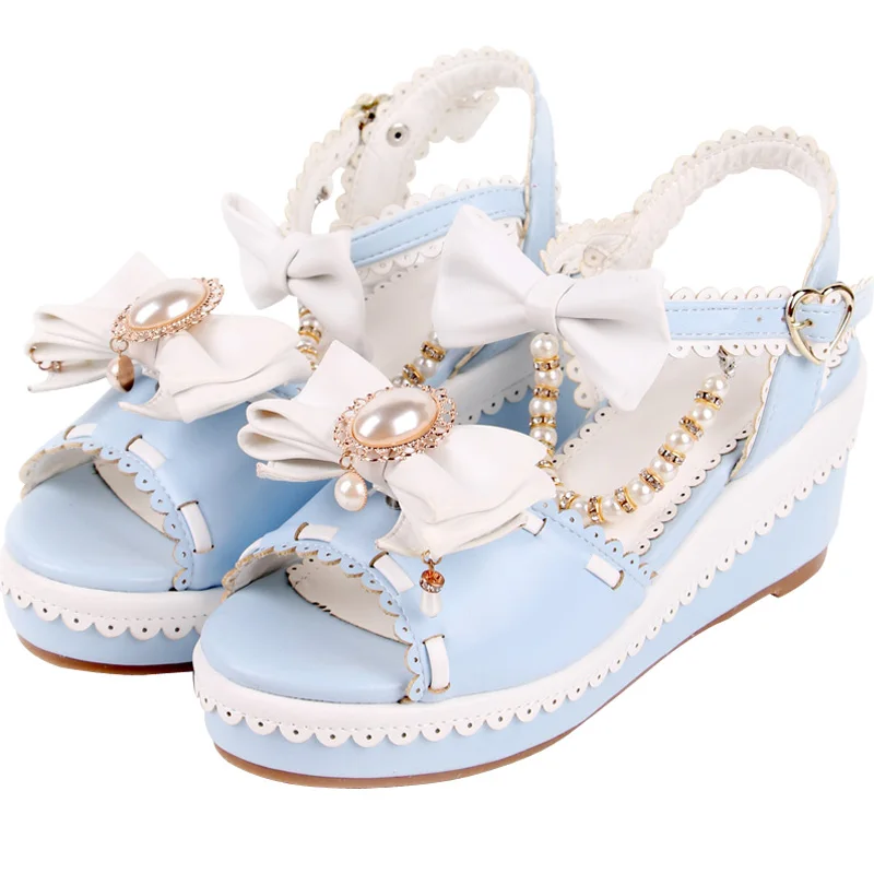 Summer Cool High-heeled Shoes Sweet Kawaii Lolita Japanese Princess Sandals Bow Slipsole Shoes Pearl Trim Party Shoes Cosplay
Summer Cool High-heeled Shoes Sweet Kawaii Lolita Japanese Princess Sandals Bow Slipsole Shoes Pearl Trim Party Shoes Cosplay
