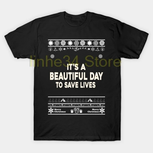 2019 new Christmas t-shirt Merry Beautiful Day T-Shirt Casual Cotton O-Neck tshirt Short Broadcloth | Мужская одежда