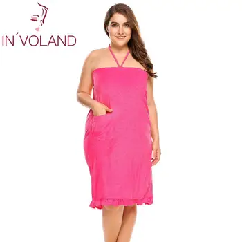 IN'VOLAND Women's Sleepwear Halter Sleeveless Nightdress Sexy Ruffles Hem Spa Shower Bathrobe Dress Plus Size Solid Nightgown
IN'VOLAND Women's Sleepwear Halter Sleeveless Nightdress Sexy Ruffles Hem Spa Shower Bathrobe Dress Plus Size Solid Nightgown
