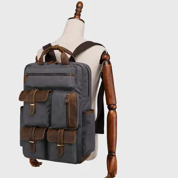 Laptop Backpack Vintage Leather Canvas Backpack with Pockets 15.6 inch for Men & Women Water-Resistant Travel School Bag
Laptop Backpack Vintage Leather Canvas Backpack with Pockets 15.6 inch for Men & Women Water-Resistant Travel School Bag