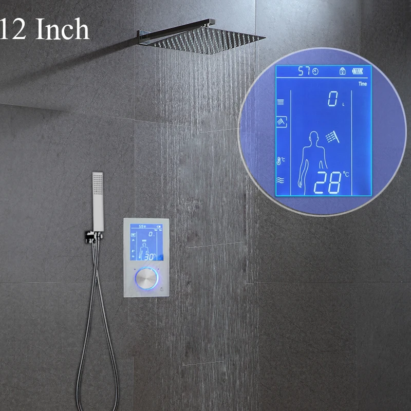 JMKWS 12" Digital Rain Shower Set Thermostat Display Smart Shower Mixing Valve In Wall Ultrathin Shower Panel Faucet Handshower
JMKWS 12" Digital Rain Shower Set Thermostat Display Smart Shower Mixing Valve In Wall Ultrathin Shower Panel Faucet Handshower