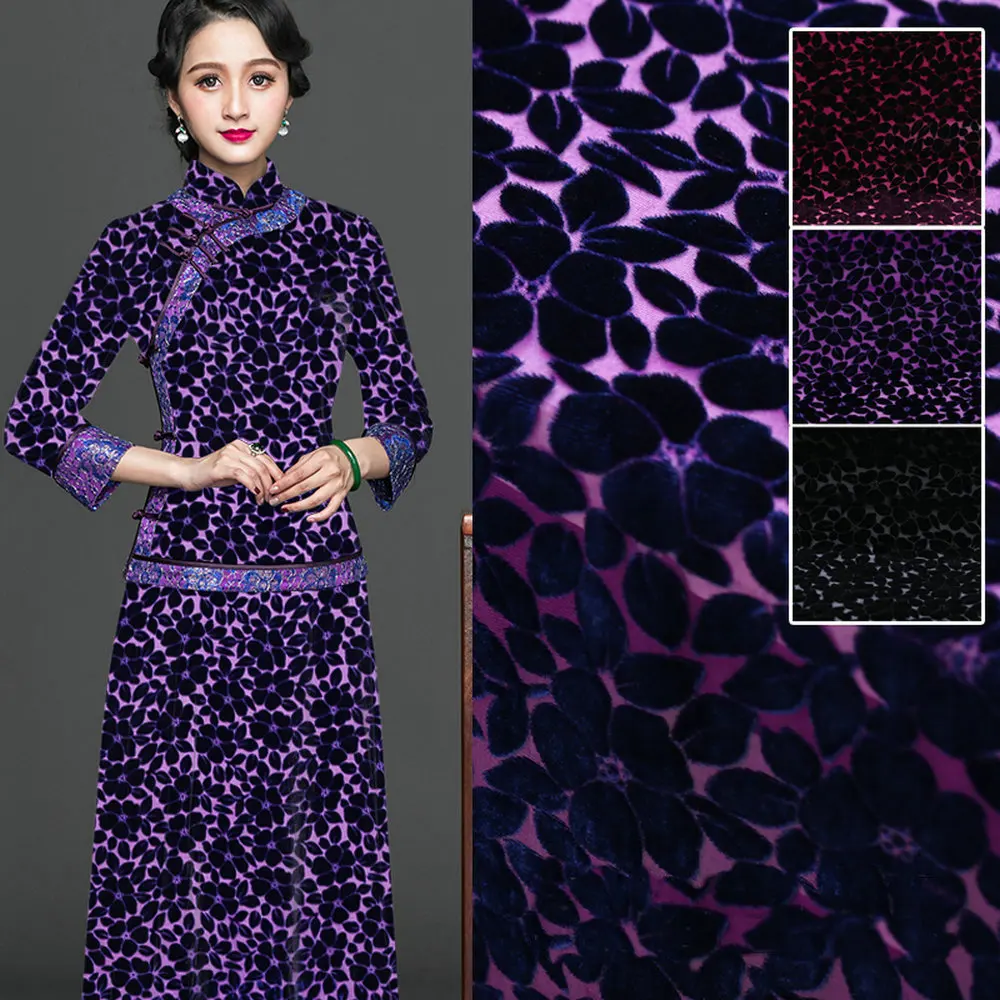 Black/ Purple/ Wine Leaves Burnout Silk Velvet Fabric For Silk Velour Dress Free Shipping
Black/ Purple/ Wine Leaves Burnout Silk Velvet Fabric For Silk Velour Dress Free Shipping