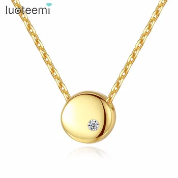 LUOTEEMI Necklace 925 Sterling Silver Round Insert Single Cubic Stone Pendant Gold Color Statement Free Shipping Bijoux Femme
LUOTEEMI Necklace 925 Sterling Silver Round Insert Single Cubic Stone Pendant Gold Color Statement Free Shipping Bijoux Femme
