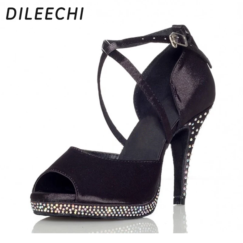 DILEECHI Rhinestones Black Satin Women ultra high heels 10cm Latin dance shoes Waterproof platform Increased Pumps Party shoes
DILEECHI Rhinestones Black Satin Women ultra high heels 10cm Latin dance shoes Waterproof platform Increased Pumps Party shoes