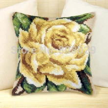 

Chunky Cross Stitch Cushion Kits Tapestry Canvas 40x40cm Flowers Pillows Diy Acrylic Yarn Kits for Embroidery Cushion Front