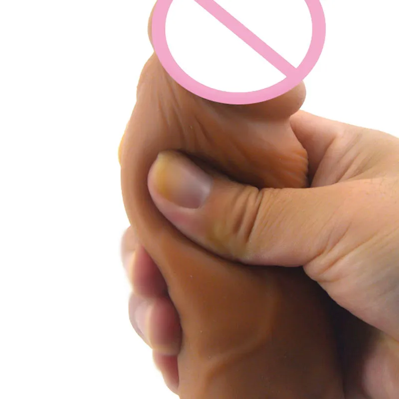 New Double layer silicone dildo Real Touch Feeling penis large size creative design waterproof with scrotum sex toys shop