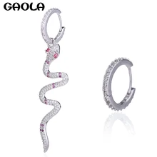 GAOLA Marca Design Exclusivo Multi Zircoia Cúbicos Micro Pave Definir Cobra Brincos Pendurados Para As Mulheres(China)