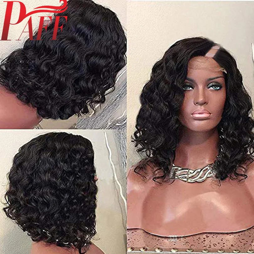 PAFF Loose Wave Human Hair U Part Wigs Short Bob Wig Peruvian Remy Hair 1"x3" Side Part 150% for Women Hair Natural Black Color
PAFF Loose Wave Human Hair U Part Wigs Short Bob Wig Peruvian Remy Hair 1"x3" Side Part 150% for Women Hair Natural Black Color