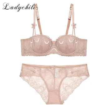 Ladychili Women Intimate Big Size 85D Top Quality Luxury Lace Embroidery Sexy Thin Half Cup Bra and Brief Set Lingerie Set N270
Ladychili Women Intimate Big Size 85D Top Quality Luxury Lace Embroidery Sexy Thin Half Cup Bra and Brief Set Lingerie Set N270