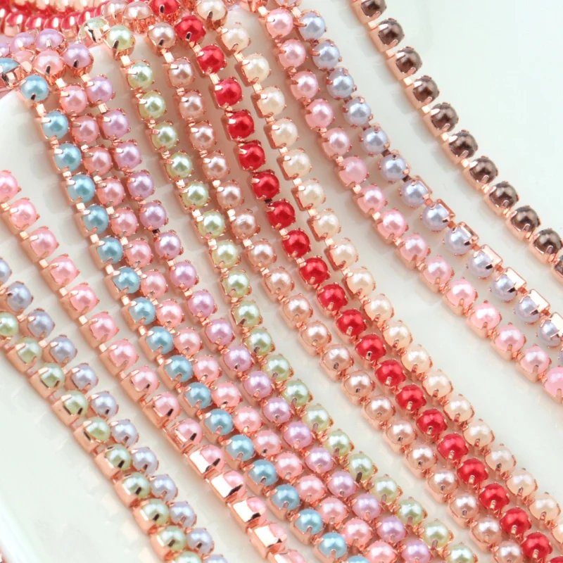 2Yard/10Yards ABS SS6/2mm 9 Colors Pearl Copper Rhinestone Chain Base Cup Pearl Chain For Sewing DIY garment accessories trim
2Yard/10Yards ABS SS6/2mm 9 Colors Pearl Copper Rhinestone Chain Base Cup Pearl Chain For Sewing DIY garment accessories trim