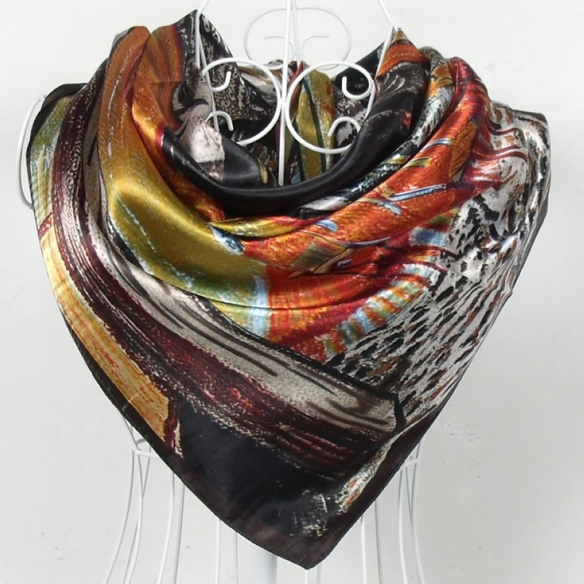 Spring Autumn Female Silk Square Scarf Shawl China Style Polyester Satin Big Square Scarves Women Silk Scarves Coffee 90*90cm
Spring Autumn Female Silk Square Scarf Shawl China Style Polyester Satin Big Square Scarves Women Silk Scarves Coffee 90*90cm