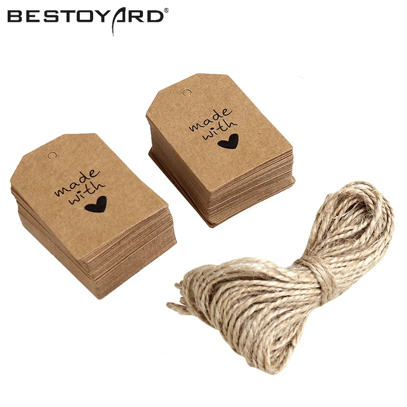 BESTOYARD 100pcs Made With Love Sign Paper Tag Wedding Favour Gift Tag Price Label With Twine
BESTOYARD 100pcs Made With Love Sign Paper Tag Wedding Favour Gift Tag Price Label With Twine