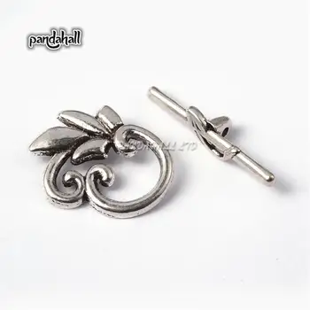 Leaf Tibetan Toggle Clasps, Lead Free and Cadmium Free, Flower, Antique Silver Color, Toggle: about 19mm wide, 24mm long
Leaf Tibetan Toggle Clasps, Lead Free and Cadmium Free, Flower, Antique Silver Color, Toggle: about 19mm wide, 24mm long