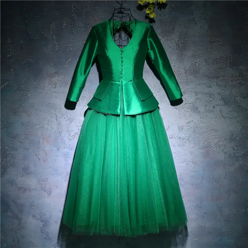 In Stock Long Sleeve V-Neck Dress For Graduation Prom Party Dresses Green Taffeta Vestido de noche Robe de soiree 16419
In Stock Long Sleeve V-Neck Dress For Graduation Prom Party Dresses Green Taffeta Vestido de noche Robe de soiree 16419