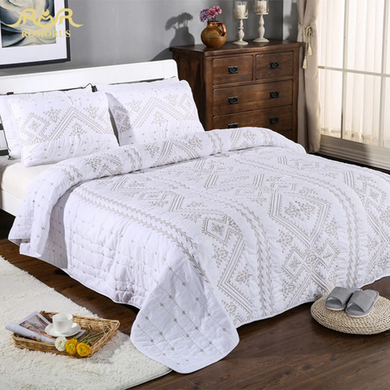 ROMORUS Luxury 3-Pieces/Set White 100% Cotton Quilted Bedspread Set Embroidered Thick Bed Sheet Set Pillow Cases 240*260cm Hot
ROMORUS Luxury 3-Pieces/Set White 100% Cotton Quilted Bedspread Set Embroidered Thick Bed Sheet Set Pillow Cases 240*260cm Hot
