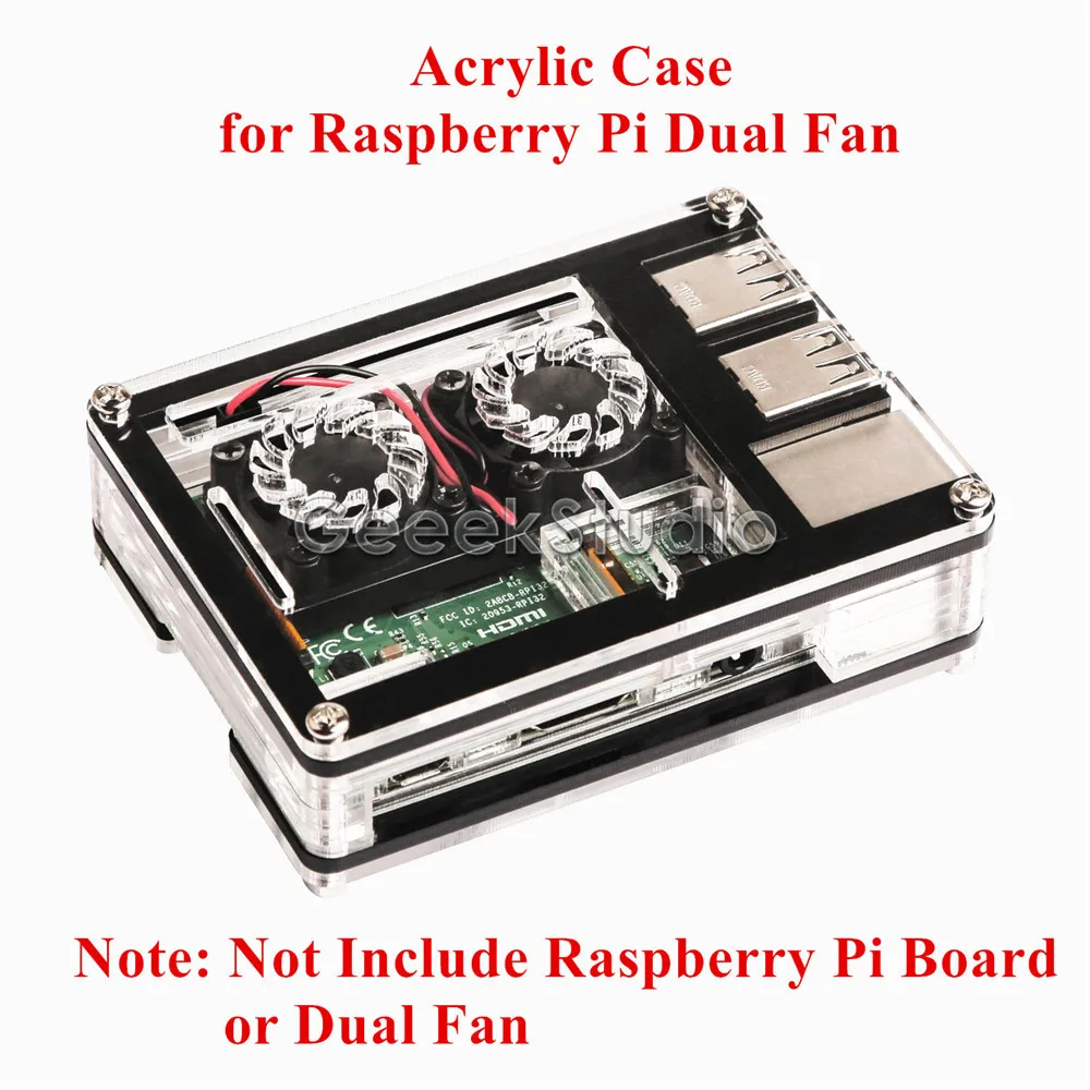 Нарезанный 9 слойный акриловый чехол Raspberry Pi 3/2 Модель B или двойной вентилятор