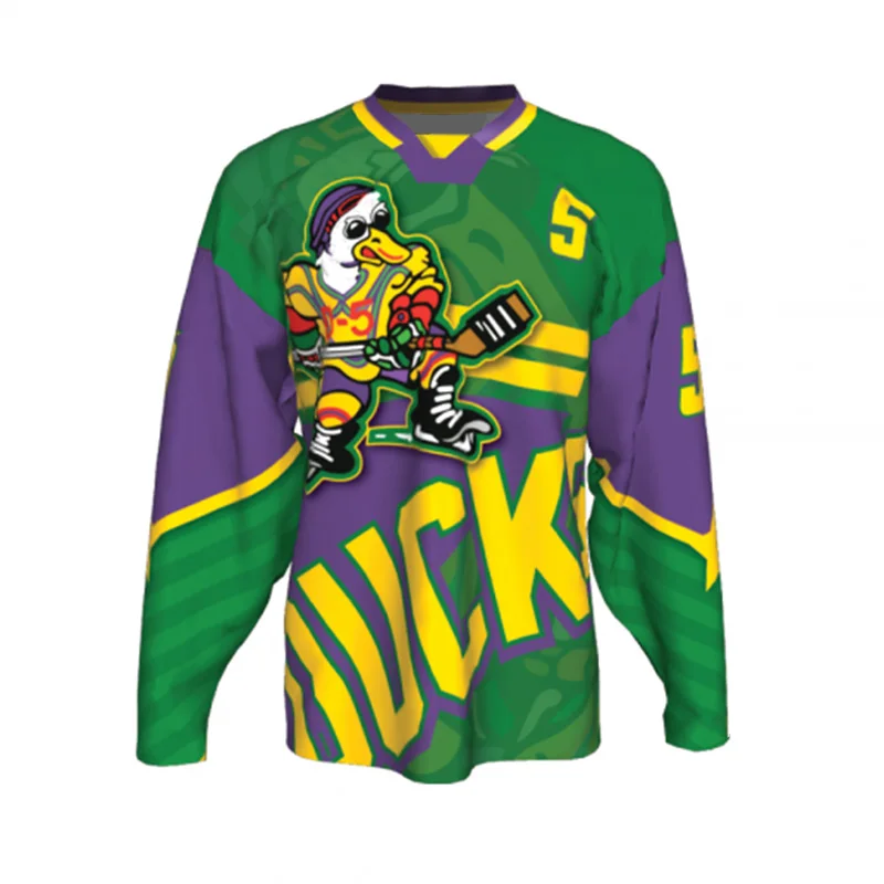 Image 2017 USA Collage Mighty Ducks Movie Jersey #5 Nameplate Custom Ice Hockey Jersey Green S XXXL Fit Size For Hockey Games