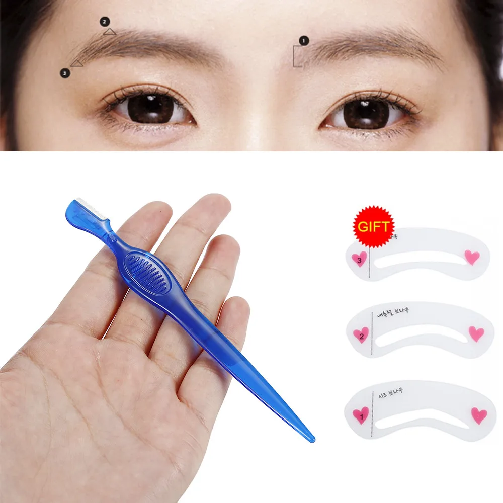 1pc Eyebrow Razor Facial Hair Remover Eyebrow Trimmer Sharp with Eyebrow Stencils as Gift Makeup Hair Remover Tool Random Color
1pc Eyebrow Razor Facial Hair Remover Eyebrow Trimmer Sharp with Eyebrow Stencils as Gift Makeup Hair Remover Tool Random Color