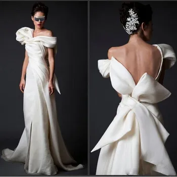 High End Evening Gowns Ivory Long V Neck Floor Length Formal Dresses Vestidos Evening Dress Arabian With Huge Bow Back
High End Evening Gowns Ivory Long V Neck Floor Length Formal Dresses Vestidos Evening Dress Arabian With Huge Bow Back