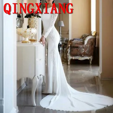 2019 New Fashion White Modest Mermaid Wedding Dresses Lace Appliqued Wedding Dress Bridal Gowns Plus Size robes de mariée
2019 New Fashion White Modest Mermaid Wedding Dresses Lace Appliqued Wedding Dress Bridal Gowns Plus Size robes de mariée