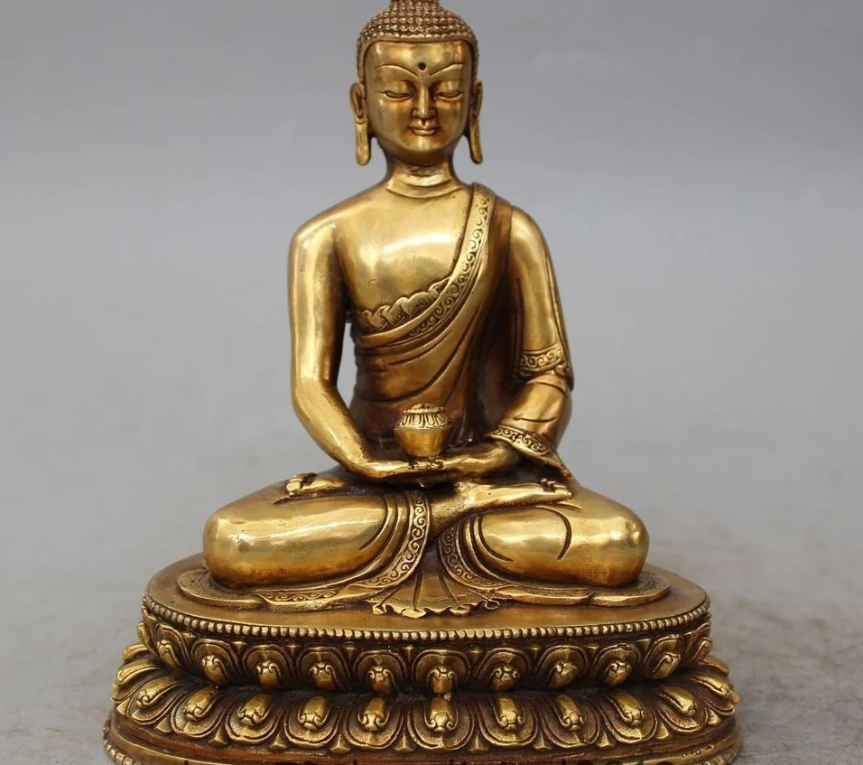 9" Tibet Tibetan Buddhism Bronze Gild Seat Shakyamuni Amitabha Buddha Statue
9" Tibet Tibetan Buddhism Bronze Gild Seat Shakyamuni Amitabha Buddha Statue