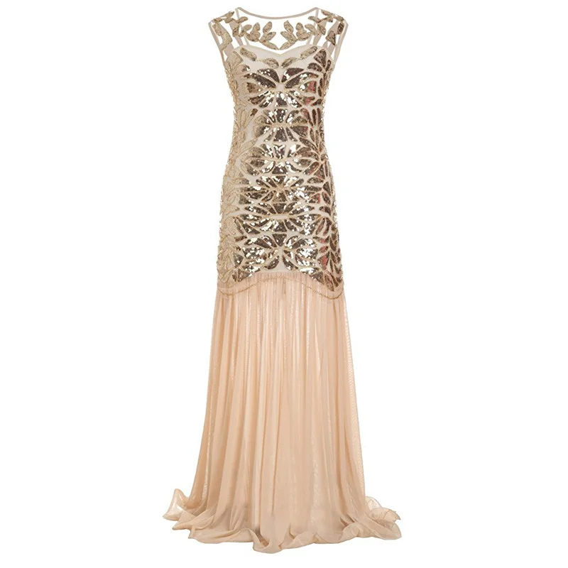 Vintage1920s Gatsby Flapper Beaded Sequins Maxi Long Sheer Dresses Sparkly Women Party Dress for Prom Theme Party
Vintage1920s Gatsby Flapper Beaded Sequins Maxi Long Sheer Dresses Sparkly Women Party Dress for Prom Theme Party
