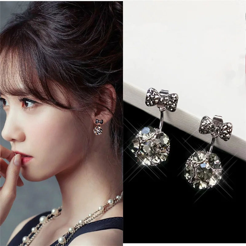 2019 Korean Hottest Women's Fashion Front & Back Post-hanging Earrings Black Bowknot Crystal Stud Earrings For Women Jewelry
2019 Korean Hottest Women's Fashion Front & Back Post-hanging Earrings Black Bowknot Crystal Stud Earrings For Women Jewelry
