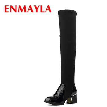 ENMAYLA Fashion Square Med Heels Sexy Pointed Toe Pu+ Cotton Fabric Over-the-Knee Boots Women Winter Autumn Long Boots 34-43
ENMAYLA Fashion Square Med Heels Sexy Pointed Toe Pu+ Cotton Fabric Over-the-Knee Boots Women Winter Autumn Long Boots 34-43