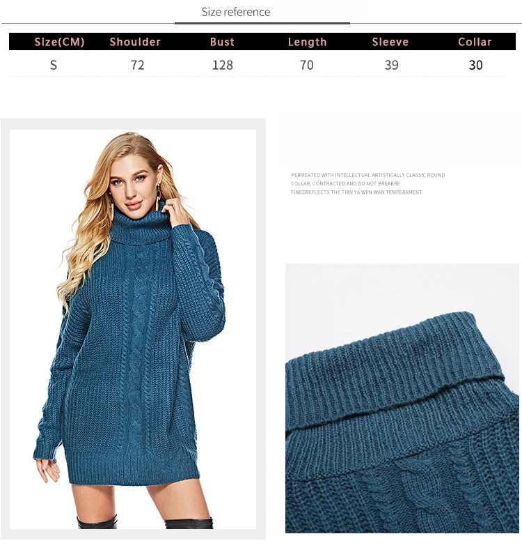2018 autumn and winter new high-necked sweater size women's long and women's knitted sweater (1)