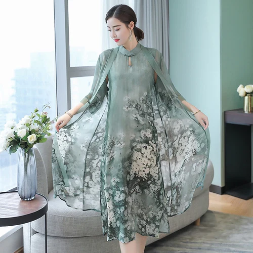 Vintage Silk 2 Piece Set A Line Dress Suits Plus Size Women Summer New Green Party Midi Dress With Caridgan Clothing Re2182
Vintage Silk 2 Piece Set A Line Dress Suits Plus Size Women Summer New Green Party Midi Dress With Caridgan Clothing Re2182