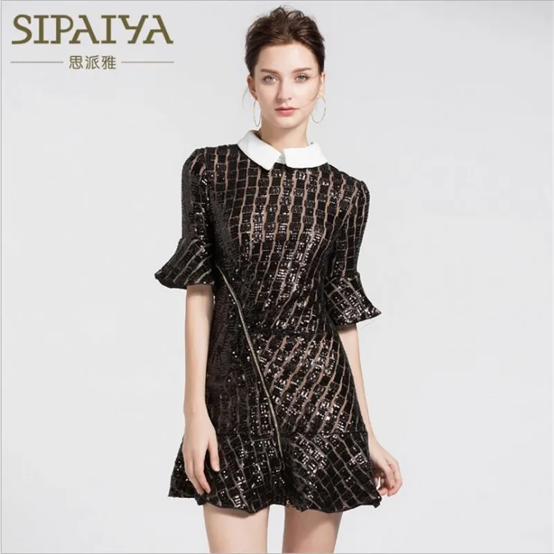 SIPAIYA Slim Lady Sequins Dress Summer New Arrival Mesh Patchwork Sequin Embroidery Peter Pan Collar Short Ruffles Mini Dresses
SIPAIYA Slim Lady Sequins Dress Summer New Arrival Mesh Patchwork Sequin Embroidery Peter Pan Collar Short Ruffles Mini Dresses