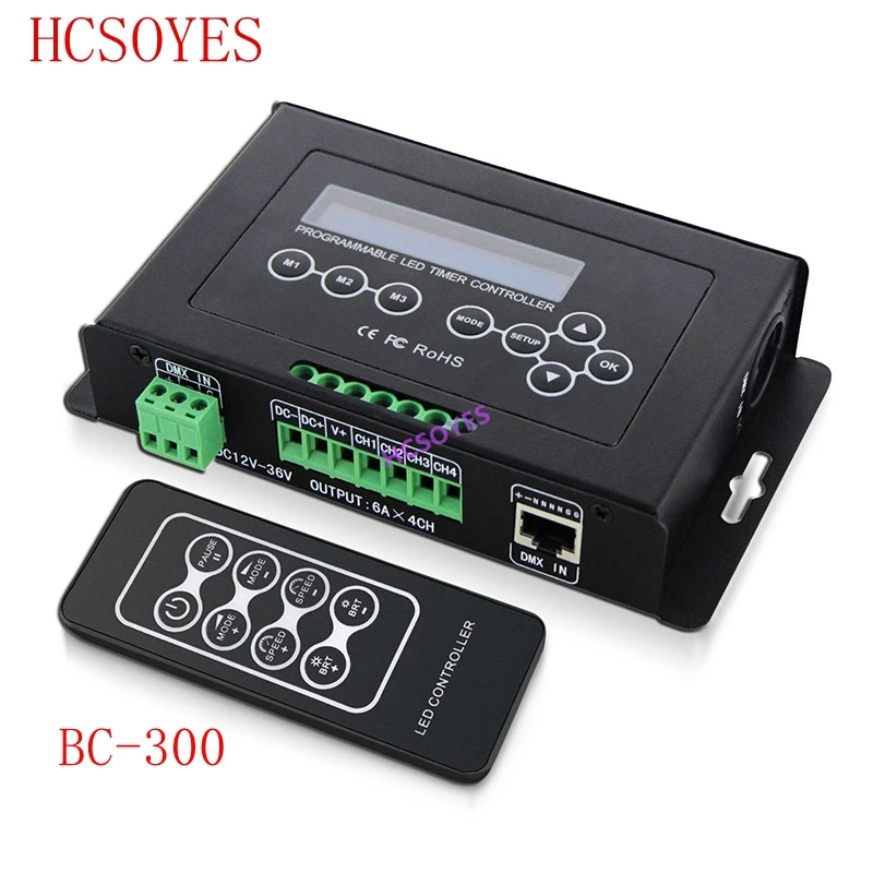 BC BC-300 Time programmable LED Controller RGB RGBW Tape Controller programmable Timer Light DMX 512 signal Controller DC12V-36V
BC BC-300 Time programmable LED Controller RGB RGBW Tape Controller programmable Timer Light DMX 512 signal Controller DC12V-36V