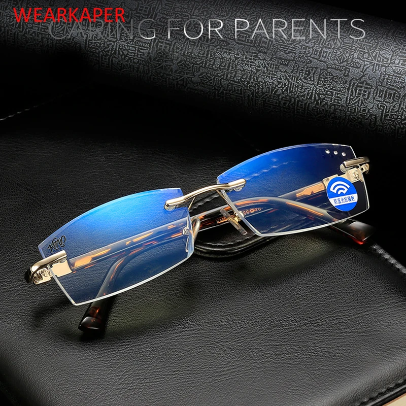 WEARKAPER Ultralight Cutting Rimless Reading Glasses Anti-Blu-Ray Computer Glasses Presbyopia Glasses Diopter 1.0-4.0
WEARKAPER Ultralight Cutting Rimless Reading Glasses Anti-Blu-Ray Computer Glasses Presbyopia Glasses Diopter 1.0-4.0