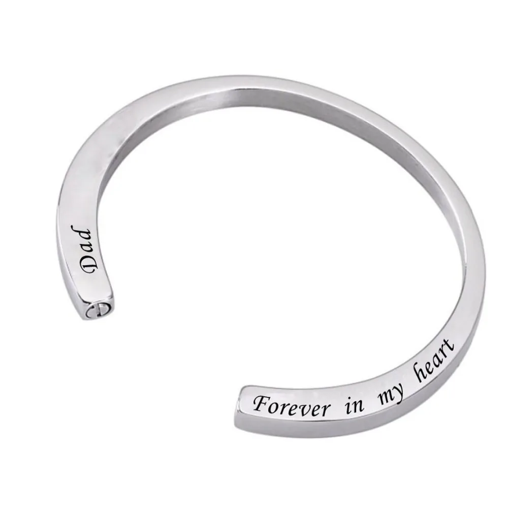 

Engraved dad mom Memorial Urn Bracelet Stainless Steel Cremation Urn Bracelet Ashes Keepsake Jewelry