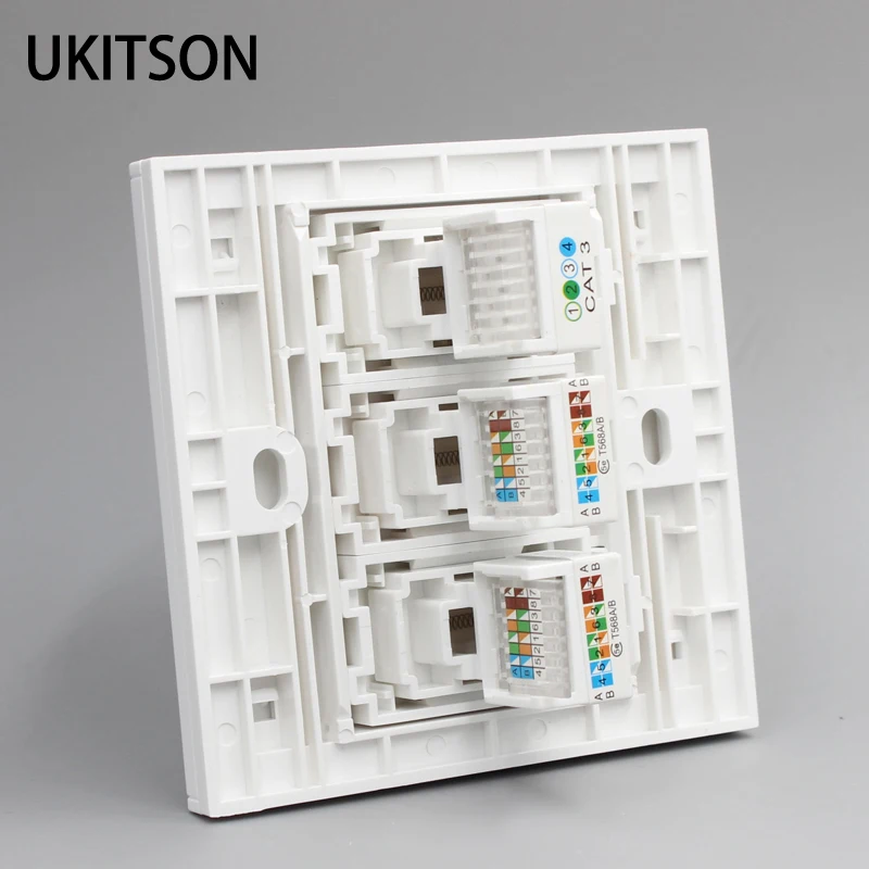 RJ11+CAT5E RJ45+CAT5E RJ45 Wall Outlet pic 1