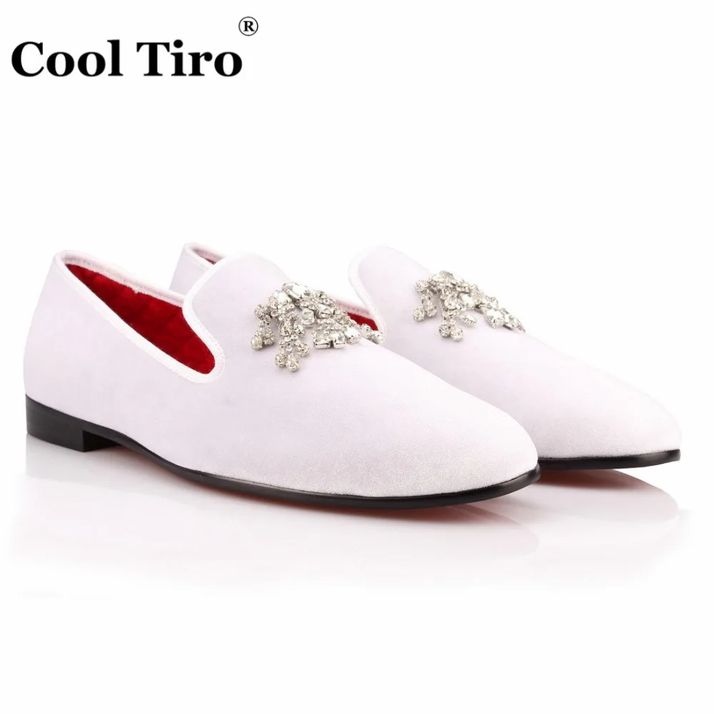 Crystal Tassel White velvet Loafers Men Flats (5)