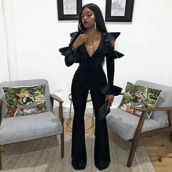 New Style Long Sleeve Bodycon Women Jumpsuit Fashion Show Ruffles Sexy Cut Out Deep V Neck Sexy Evening Party Jumpsuit Wholesale
New Style Long Sleeve Bodycon Women Jumpsuit Fashion Show Ruffles Sexy Cut Out Deep V Neck Sexy Evening Party Jumpsuit Wholesale