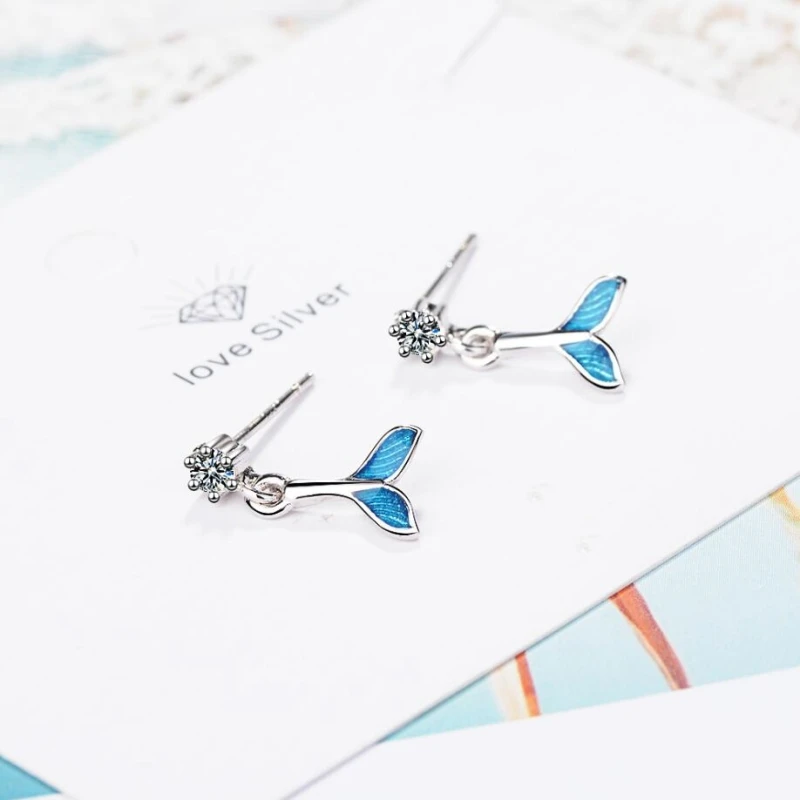 Sole Memory Blue Fishtail Zircon Cute Fresh Sweet 925 Sterling Silver Fashion Female Dangle Earrings SEA465
Sole Memory Blue Fishtail Zircon Cute Fresh Sweet 925 Sterling Silver Fashion Female Dangle Earrings SEA465