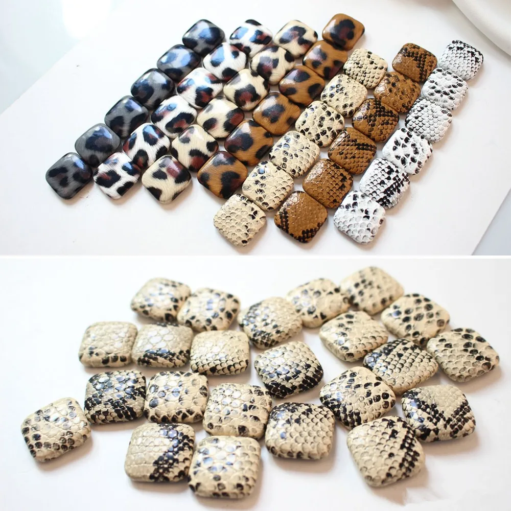 New 50pcs/lot 18mm Leopard/Snake print geometry square shape flatback PU Cloth buckle beads diy jewelry earring/garment pendants
New 50pcs/lot 18mm Leopard/Snake print geometry square shape flatback PU Cloth buckle beads diy jewelry earring/garment pendants
