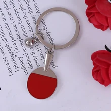 1pc מיני סגסוגת ספורט פינג פונג שולחן טניס כדור בדמינטון כדור באולינג Keychain מחזיק מפתחות Keyring מפתח טבעת מזכרות מתנה(China)