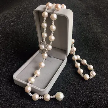 Edison Natural Pearls Necklace 74cm Long Necklace With Flower Clasp 11-12cm Big Pearl Necklace Elegant Women Pearl Jewelry Gifts
Edison Natural Pearls Necklace 74cm Long Necklace With Flower Clasp 11-12cm Big Pearl Necklace Elegant Women Pearl Jewelry Gifts