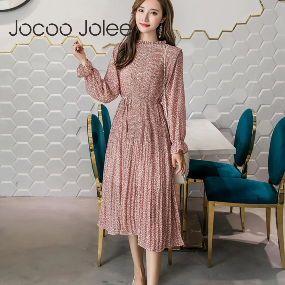 Jocoo Jolee Elegant Stand Collar Floral Print Women Dress Full Sleeve Elastic Slim Waist Chiffon Spring A-line Long Dress 2019
Jocoo Jolee Elegant Stand Collar Floral Print Women Dress Full Sleeve Elastic Slim Waist Chiffon Spring A-line Long Dress 2019