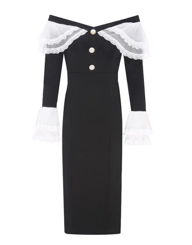 GETSRING Woman Dresses Flare Sleeve Ruffle Stitching Color Matching Party Dresses Slash Neck Hollow Vintage Dress 2019 New Sexy
GETSRING Woman Dresses Flare Sleeve Ruffle Stitching Color Matching Party Dresses Slash Neck Hollow Vintage Dress 2019 New Sexy