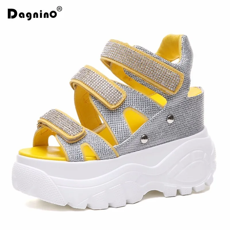 2019 New Summer Women Bling Crystal Sandals 10CM Heels Wedge Platform Shoes Woman Thick Sole Rhinestone Sandalias Beach Sneakers
2019 New Summer Women Bling Crystal Sandals 10CM Heels Wedge Platform Shoes Woman Thick Sole Rhinestone Sandalias Beach Sneakers