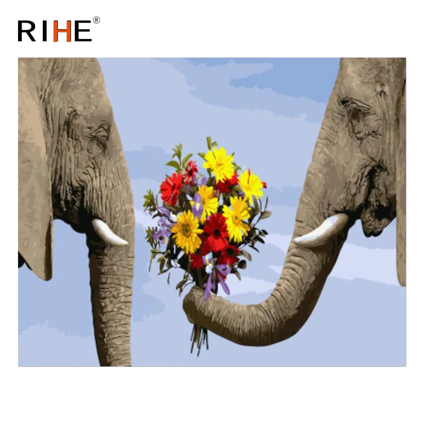 RIHE Elephant Flower Diy Painting By Numbers Animal Oil Painting On Canvas Hand Painted Cuadros Decoracion Acrylic Paint 40X50CM
RIHE Elephant Flower Diy Painting By Numbers Animal Oil Painting On Canvas Hand Painted Cuadros Decoracion Acrylic Paint 40X50CM