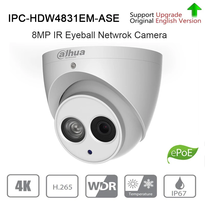 DAHUA 4K 8MP H.265 IPC-HDW4831EM-ASE upgradable IP Camera PoE IP67 SD card slot IR Dome camera with DAHUA LOGO
DAHUA 4K 8MP H.265 IPC-HDW4831EM-ASE upgradable IP Camera PoE IP67 SD card slot IR Dome camera with DAHUA LOGO