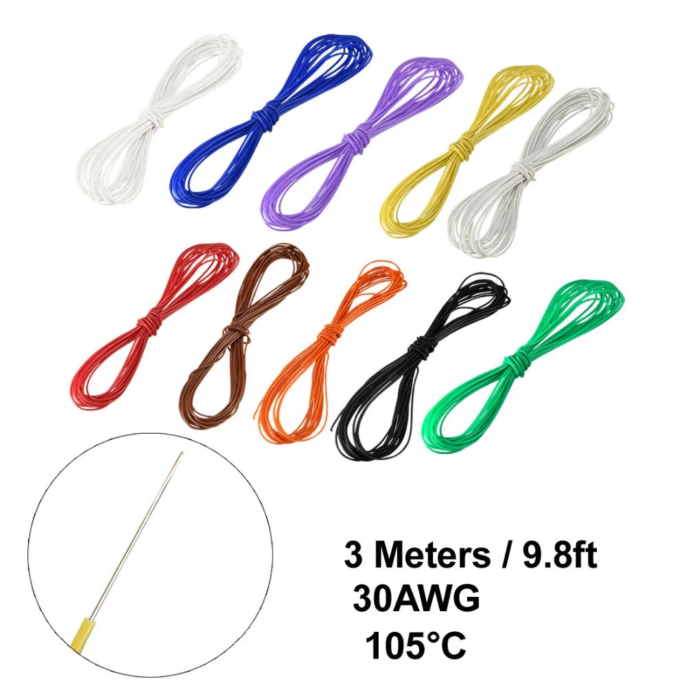 UXCELL 10pcs 3m Length P/N DM-30-1000 30 AWG Wrapping Wire Tin Plated Copper Wire PCB Solder Wires Cable for Eletronic Test
UXCELL 10pcs 3m Length P/N DM-30-1000 30 AWG Wrapping Wire Tin Plated Copper Wire PCB Solder Wires Cable for Eletronic Test