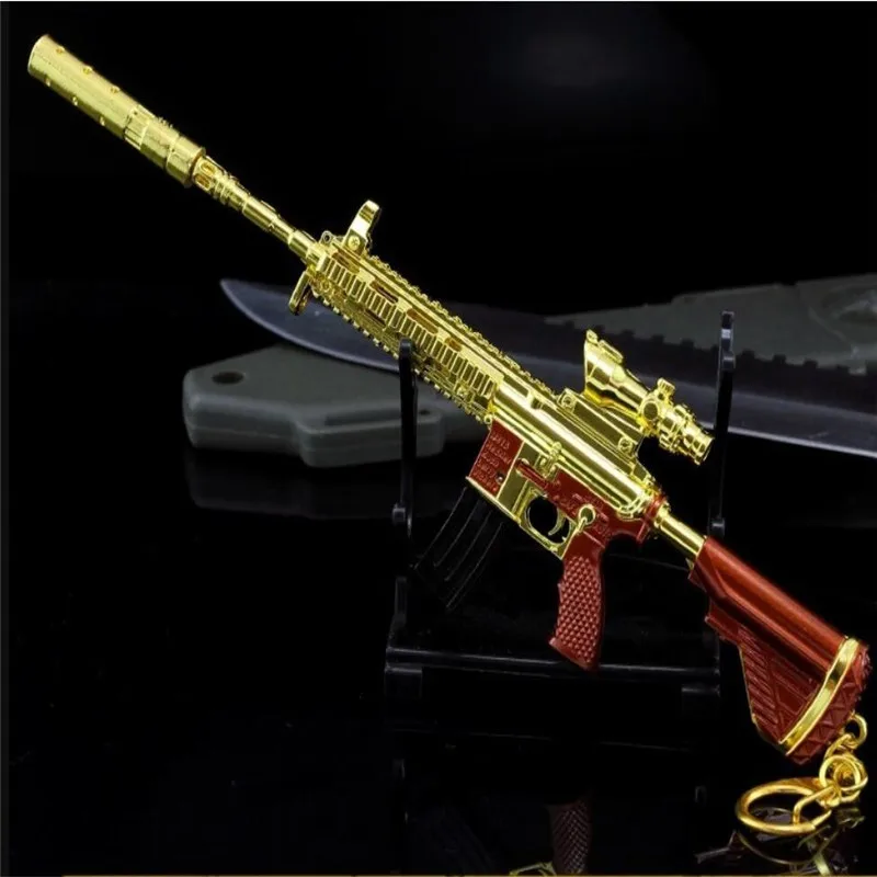 Фото Pubg M416 золото игры Playerunknown's боя брелок оружие модельный из цинкового сплава