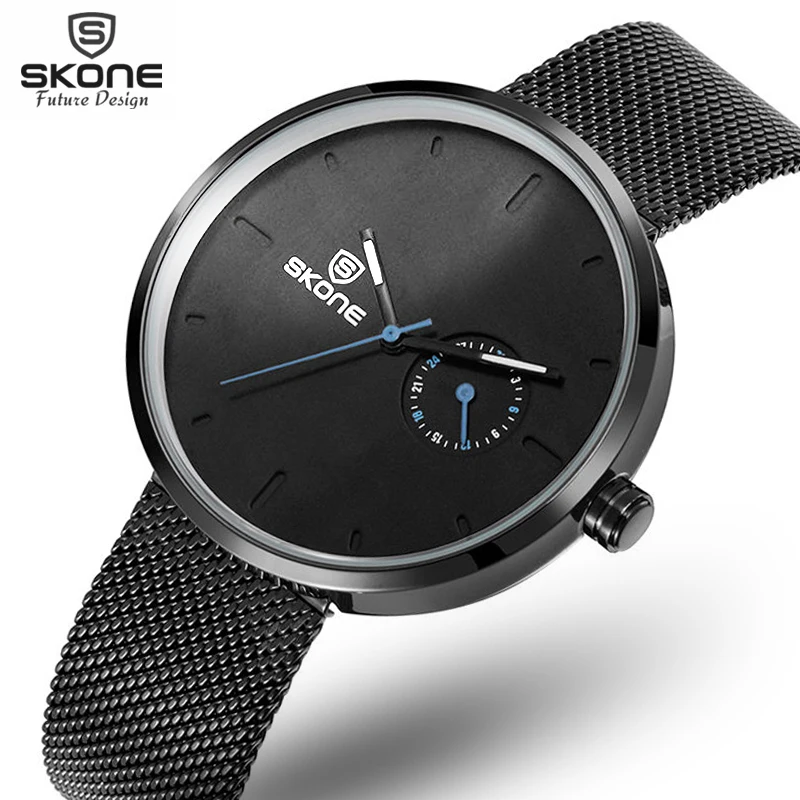 2017 best продавец SKONE скраб циферблат Полный Сталь Для мужчин и женщин часы
